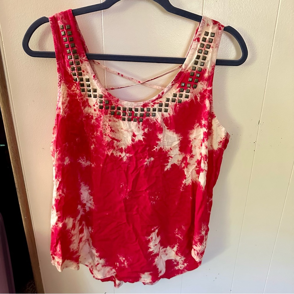 NWT New Forever 21 Studded Tie Dye Open Back Top Large L - Picture 2 of 5